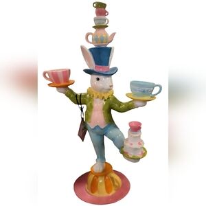 Limited Edition Collectible Balancing Act Rabbit 24 Inch with Teacups 5.8 lb app